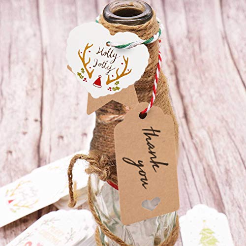 150 PCS Kraft Paper Gift Tags Kraft Hang Tags with String Great as Christmas Gift Tags, Wedding Favor Tags, Birthday Gift Tags, Baby Shower Favor Tags,or Other Place Name Cards.