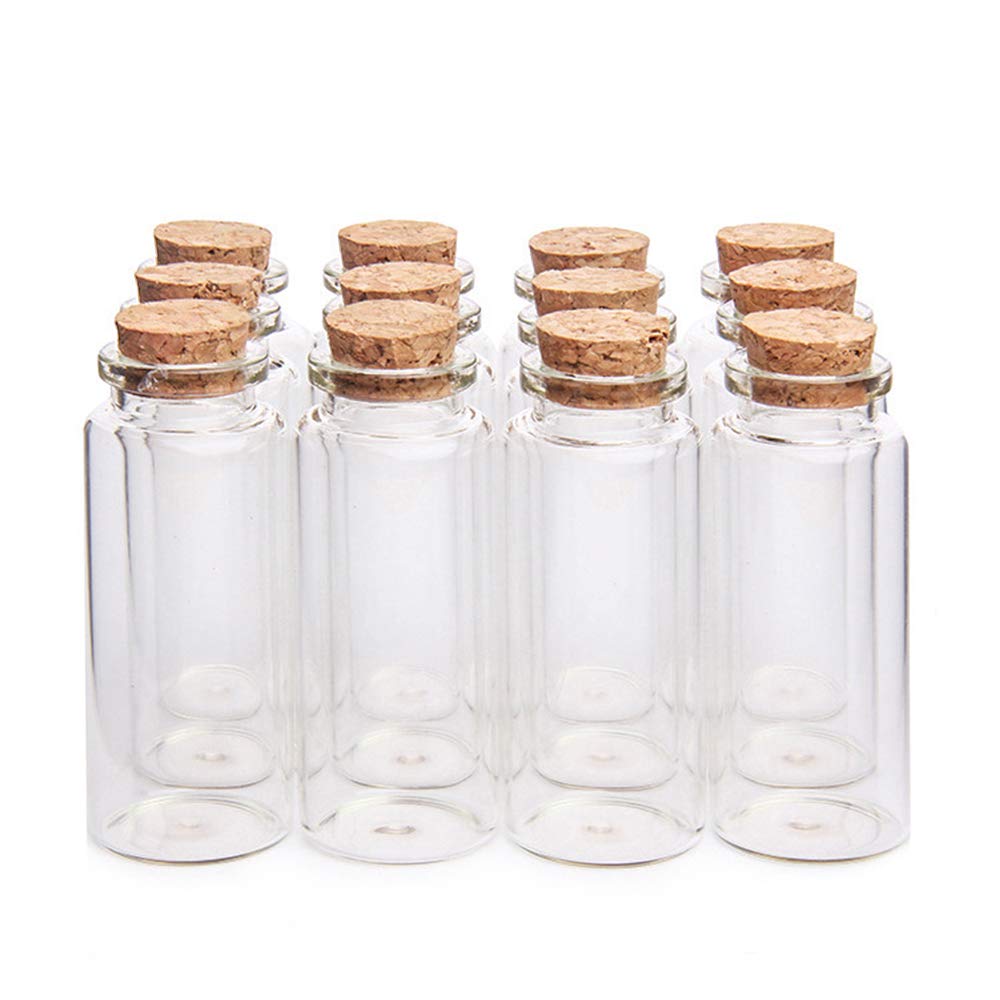 Danmu Art 30ml 30mm x 70mm Mini Glass Bottles Jars with Wood Cork Stoppers Small Glass Bottles Halloween Decorations(12PCS)