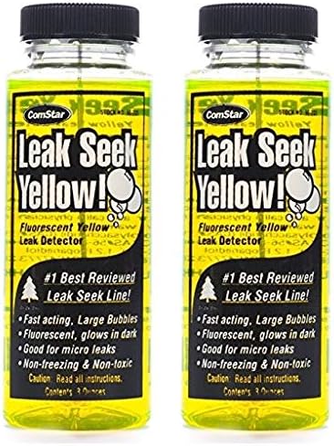ComStar 90-203 Leak Seek Gas Leak Detector, 8 oz. Bottle, Fluorescent Yellow (Тwо Расk)