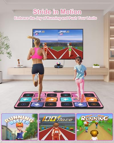 Acelufly Double Dance Mat, TV Dance Mat, Interactive Dance Mat with Multiple Modes, Birthday for Kids, Adults and Girls (Light Pink)