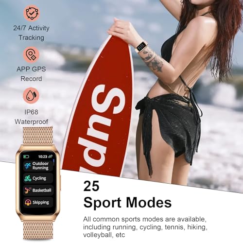 Reloj Inteligente Mujer, 1.47” HD Smartwatch con Marco de Aleación de Aluminio, Oxímetro Sueño Pulsometro, 100+ Modos Deportivos, Pulsómetro, IP68 Impermeable Smart Watches para iOS Android, 3 Correa