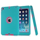 Ipad Mini Case, H&T(TM) Unique Silicone Design Soft Ipad Mini 3 In1 Hybrid Shockproof Protective Cover Case for Apple Ipad Mini 3/ 2/ 1 (Blue)