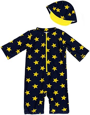 SWIMMING FIT Boys Summer Swimming Clothes Short Sleeve Rash Guard One-Piece STAR, 5
