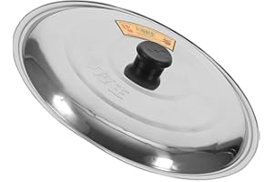 HOMSFOU Stainless Steel 40cm Frying Pan Cover round Pot Lid Reusable Metal Lid for Wok and Kitchen Cooking