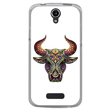 BJJ SHOP Transparent Hülle für [ Doogee X6 X6 Pro ], Klar Flexible Silikonhülle, Design: Mehrfarbiger ethnischer Stier