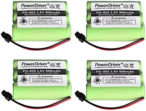 PowerDriver 4 Pcs Cordless Home Phone Rechargeable Battery for Uniden BT-905 BT905 BT-800 BP-800 BP-905 BP905 AE-255 B1000 B300 B300A B900 BATT-3AAB BBTY-030001 BBTY-0444001 BBTY-0449001