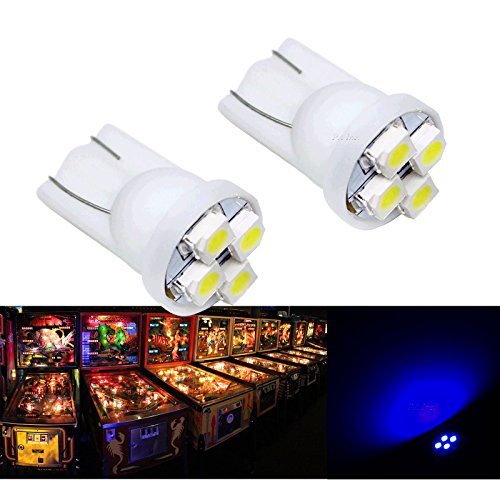 PA 25PCS #555 T10 4SMD LED Pinball Machine Light Bulb Blue-6.3V