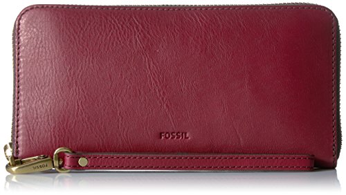 Fossil Emma Large Zip  Wallet,Wine,One Size