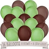 16 Pack of Latex Balloons (8 Brown & 8 Green)