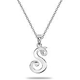 B. BRILLIANT Initial Necklaces for Women Sterling Silver Personalized Alphabet Letter Name Script Pendant Necklace for Women, A-Z
