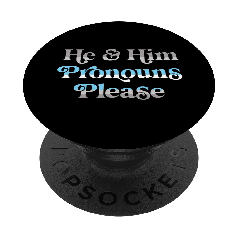 He & Him Pronouns Please Demiboy LGBTQIA Retro Pride Flag PopSockets PopGrip: Swappable Grip for Phones & Tablets
