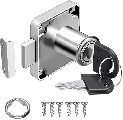 Litensh Cam Lock 22mm Security Cabinet Lock with 2 Keys Zinc Alloy 40x40mm