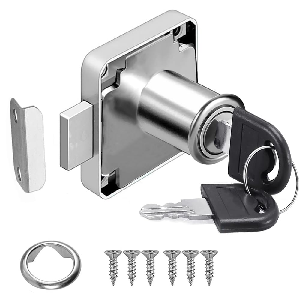 Litensh Cam Lock - 22mm Security Cabinet Lock with Key for Cupboard, Furniture, Cabinet, Mailbox, Drawer, Household, Office