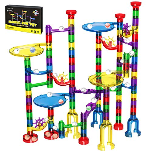 Magicfly Marble Run Set, 127 Pcs Marble Race Track for Kids with Glass Marbles Upgrade Marble