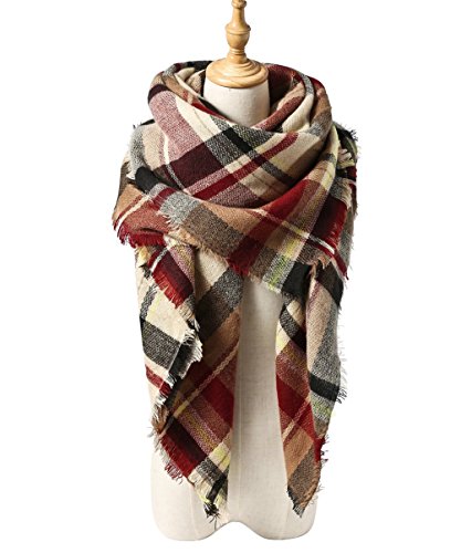 Women s fashion long shawl big grid winter warm lattice…