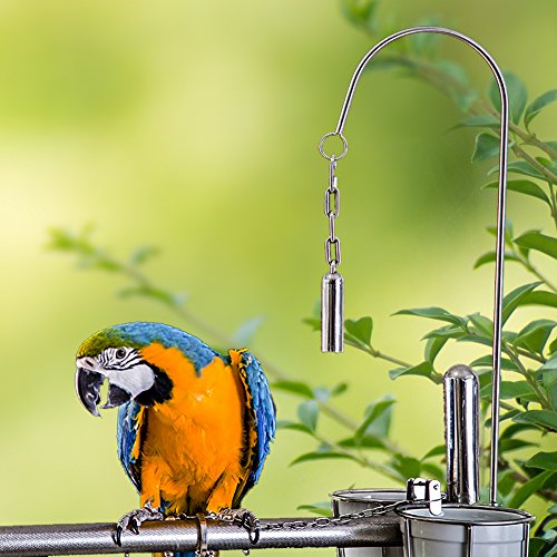 image for AUOON Bird Toys Stainless Steel Hanging Bell Bird Parrot Cage Bite Toy
