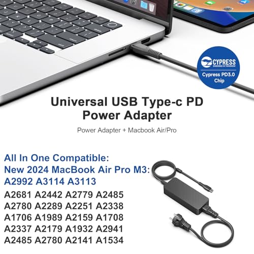 HKY 100W USB C PD Fast Charger Laptop PC Power Supply for HP Elitebook X360 Macbook Pro Air Lenovo ThinkPad Yoga DJI Surface Dell XPS ASUS Acer Swift Go X 16 14 Chromebook Fast Charger