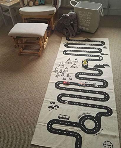 Extpro Children Area Rug Baby Floor Racing Game Rug Foldable Crawling Game Play Mat for Kids Room Decor (Road1)