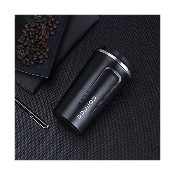 Coffee-Cup-Insulated-Reusable-Travel-Mug-Double-Walled-Stainless-Steel-with-Leakproof-Lid-for-Hot-Drinks-and-Beer-380ml-Black ARTLIVE Travel Mug, Coffee Cup Insulated & Reusable Travel Cup - Thermal Stainless Steel Eco-Friendly with Leakproof Lid…