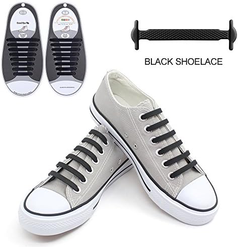 No Tie Shoelaces, ZLF No Tie Shoelaces for Kids and Adults Waterproof Silicone Elastic Athletic Running ShoeLaces with Multicolor for Sneaker Boots Board Shoes for Adults Black