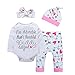 Baby Girl Clothes Cute Letter Romper + Arrow Heart Pants + Headband + Hat Outfits 4pcs 6-9 Months