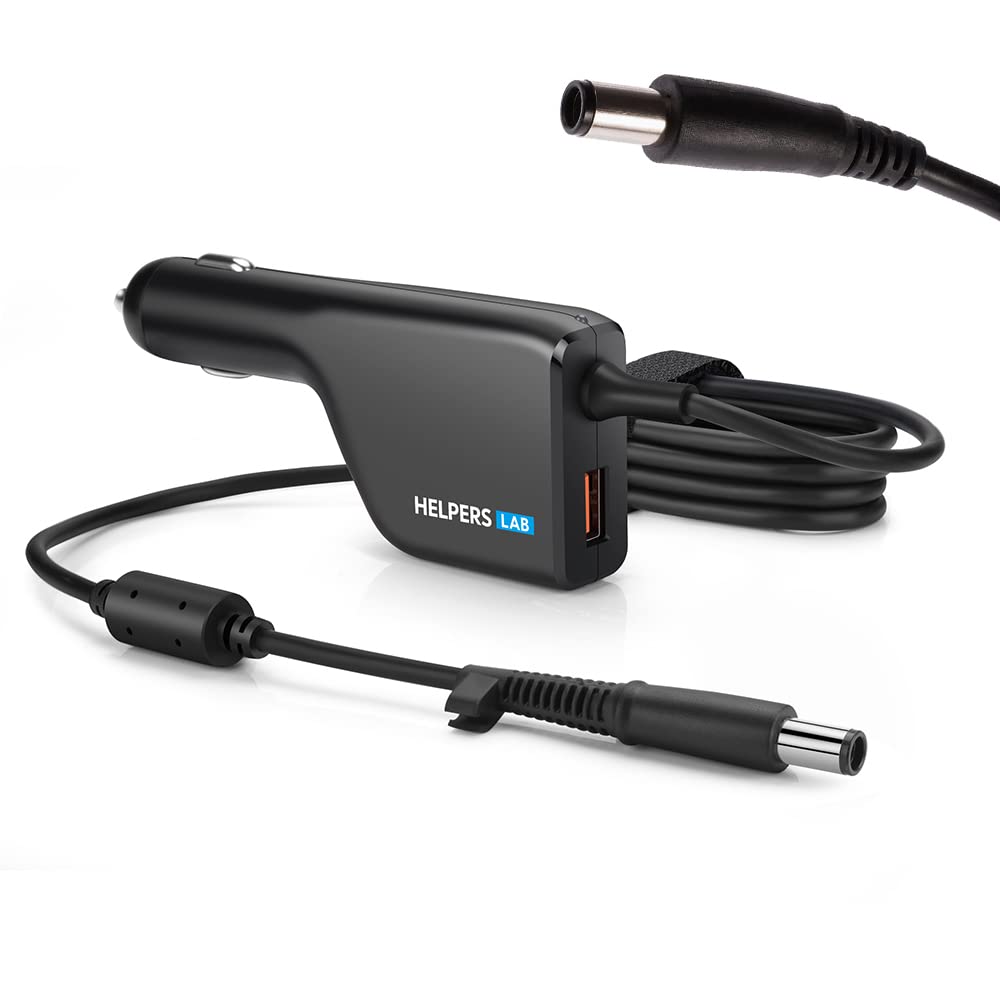 Helpers Lab Laptop Car Charger Adapter Power Supply for HP Pavilion Compaq Presario Envy Elitebook ProBook 19V 4.74A 90W 18.5V 3.5A 65W, with USB QC3.0, Connector:7.4 x 5.0mm