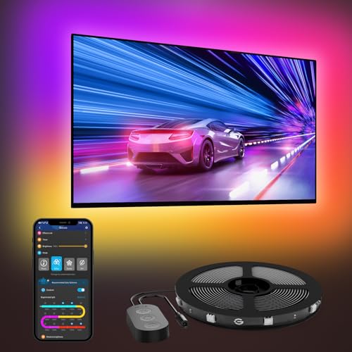 Govee LED TV Backlight, 2.4M RGBIC Backlight for 40-50 inch TV, Smart LED Strip with Bluetooth Wi-Fi and App Control, Works with Alexa and Google Assistant, Music Sync, 76 Profiles