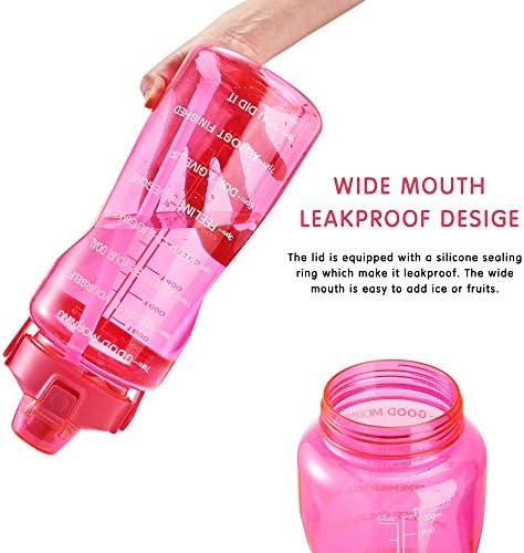 Blue BPA-free water bottle with time markers on it, priced at $17.99.