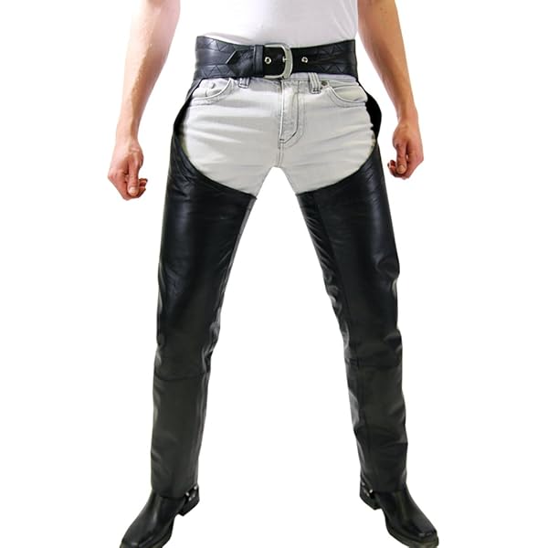 Bockle® Schnür-Chaps leather pants Men jeans, Size: W42/L36