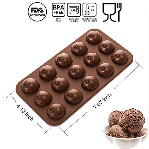 Aokinle Silicone Chocolate Molds,Non-Stick Candy Molds,BPA Free,Mini Ice Tray Molds,Square,Hearts&Round Baking Molds Set of 3