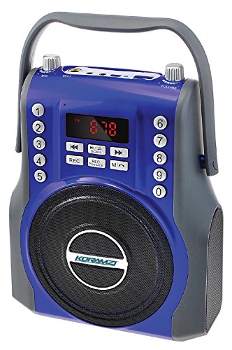 KORAMZI-Karaoke-Portable-Rechargeable-Boombox-with-Bluetooth-FM-Radio-AUX-In-35-mm-Audio-Jack-Bluetooth-Call-Answering-Electric-Guitar-audio-input-MIC-jack-KS-200BL-Blue