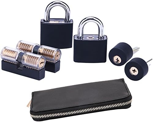 6pcs Transparent Lock Set, LOCKMALL Visible Cutaway Pin Tumbler Keyed Padlock Clear Locks for Locksmith Beginner
