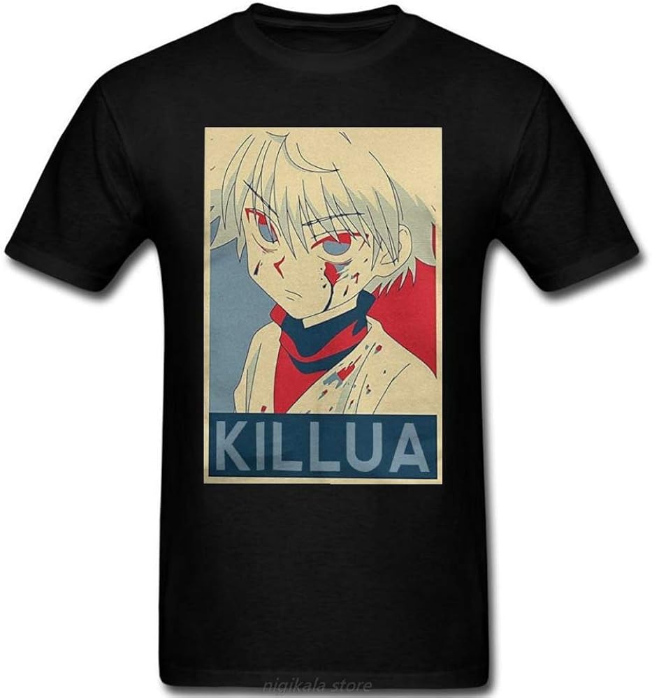 Men TShirts Hunter X Hunter Killua Cotton Tee Shirt Short Sleeve Zoldyck Manga Japan Hunters
