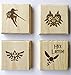 Legend of Zelda inspired permanent engraved gift set of 4 wood coasters (By Brindle Designs): Link, Navi, Majora, Triforce