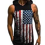 Corriee 2019 Most Wished Independence Day Hoodies Tank Tops for Men Mens Flag Print Sports Vest with Hood