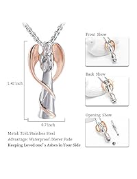 Oinsi - Colgante de acero inoxidable con forma de ángel para cenizas