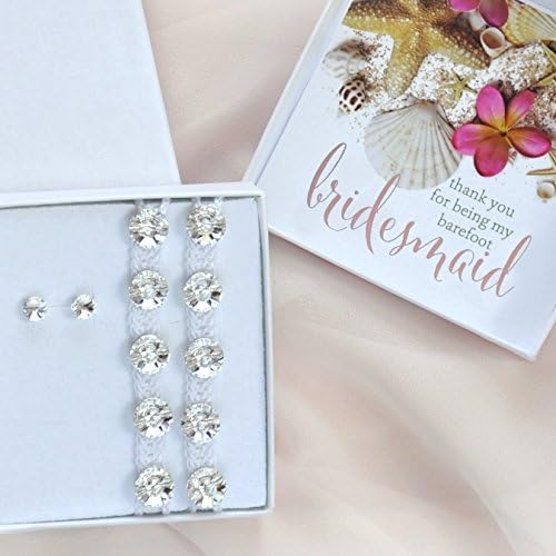 Swarovski Crystals Women Barefoot Sandals, Bridal party Foot Jewelry, Bridesmaid gifts (Bridesmaid Gift Box (Sandals + Studs))