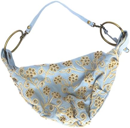 Bali Festival Bag- Canvas Shoulder Flower Bag (Light BLue)
