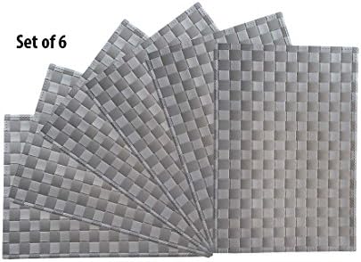Place Mats , Washable Table Mats , Heat Resistant , Non-slip Placemat , Dining Placemats , PVC Table Mat for Dining Table , Set of 6 Vinyl Kitchen Placemats