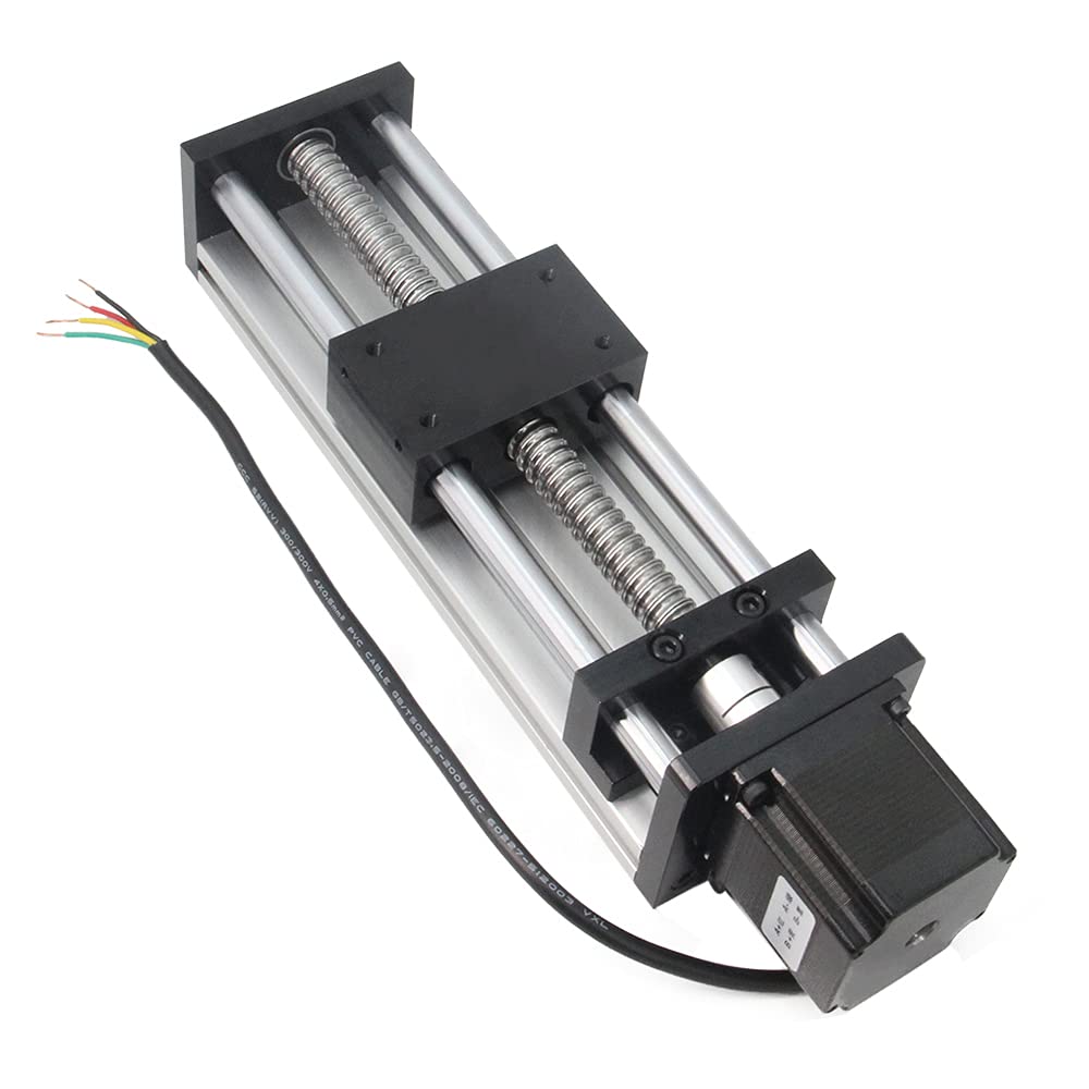 Zeberoxyz 1PCS 150mm Length Effective Travel Dual Optical Axis Guide Ballscrew SFU1605 with NEMA23 Stepper Motor for DIY CNC Router Parts X Y Z Linear Stage Actuators and 3D Printer (Size:150mm)