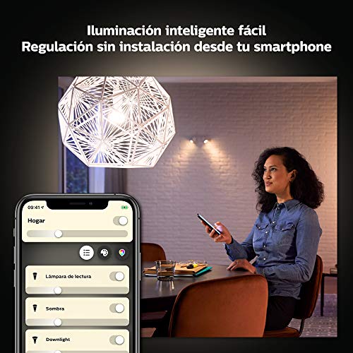 Philips-Hue-Pack-de-2-Bombillas-LED-Inteligentes-E27-con-Bluetooth-Luz-Blanca-Clida-Compatible-con-Alexa-y-Google-Home