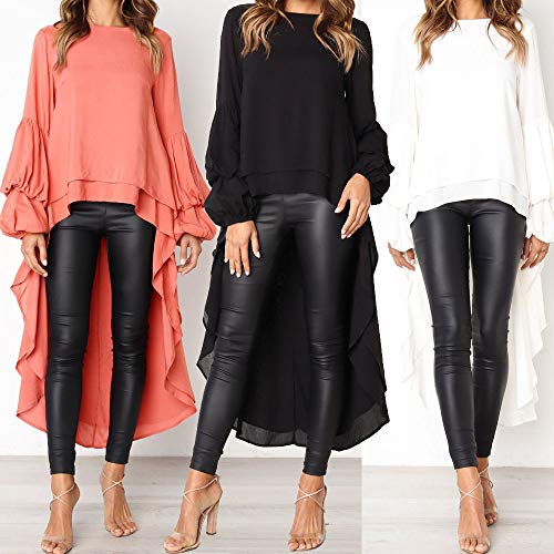 Irregular Blouse for Women,SMALLE◕‿◕ 2019 Women Casual Lantern Sleeve High Irregular Shirt Dress for Women Orange