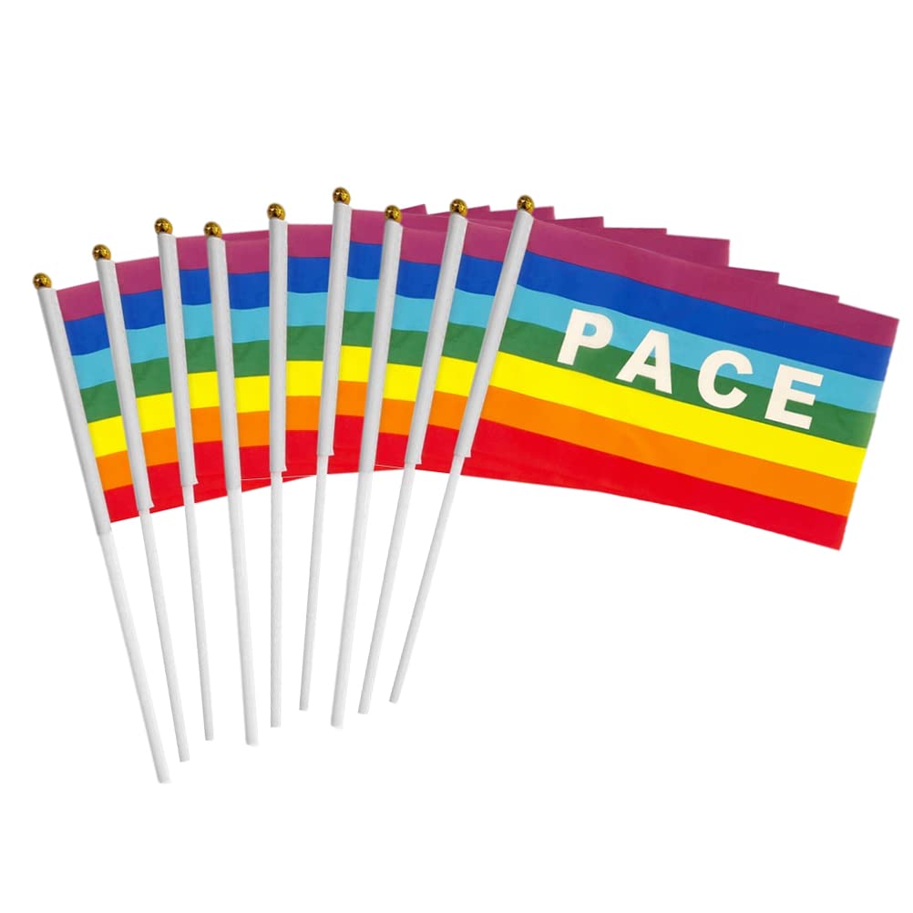 Tumnea Stock Flag Peace, Pace Flag Mini Peace Flag Flag Rainbow Flag with PACE Flag Polyester Peace Flag - 50/100 pieces