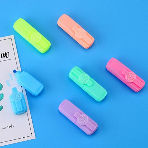 Barthylomo 6Pcs Little Lovely Jelly Head Marker Pens Chisel Tip Colorful Fluorescent Highlighter Marker Pens for Marking, Graphic Drawing, Office Tools, Learning Tools - Thumbnail 2