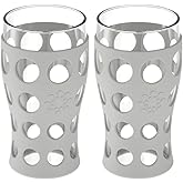 Lifefactory 20oz Beverage Glasses, Silicone Sleeve, 2 Pk, Stone Gray | Protective Silicone Sleeve, Dishwasher Safe, BPA Free, Reusable, Great for Entertaining &amp; Everyday Use