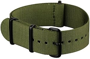 INFANTRY 20mm 22mm Nylon Nato Canvas Fabric Watch Band Strap, 4 Rings Stainless Steel Buckle, Black / Green