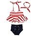 Baby Girls 3 Pcs Bikini Sets Striped Halter Bra Top+Bottom+Headband Swimwear (1-2T, Striped)
