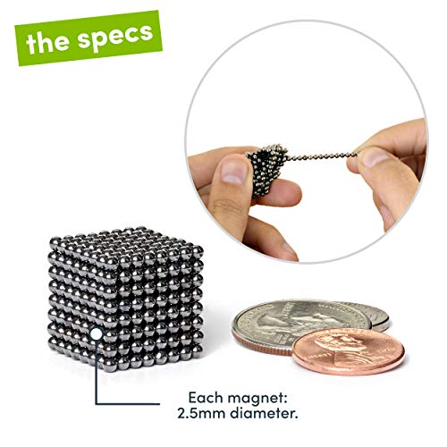 Speks - Black Color Set of 512 (2.5mm) Mashable, Smashable, Rollable, Buildable Magnets - Office Toy & Stress Relief for Adults
