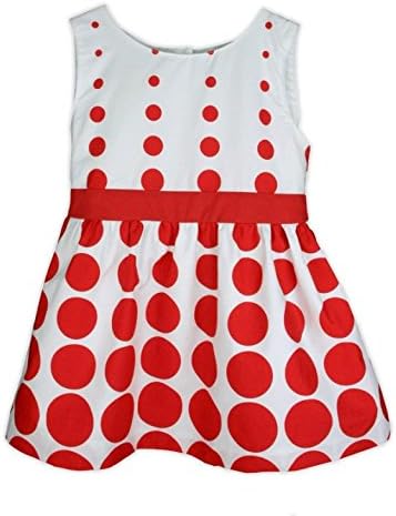 Coral Forest Little Girls' Printed Retro Polka Dot Party Dress with Bow Sash