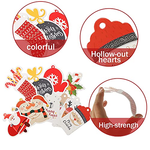 Koogel 100 Pcs Christmas Tags, Christmas Colour Gift Tags Christmas Gift Tags Xmas Paper Tags for DIY Christmas Holiday Gift Wrapping Stamp Label Packaging Business Card